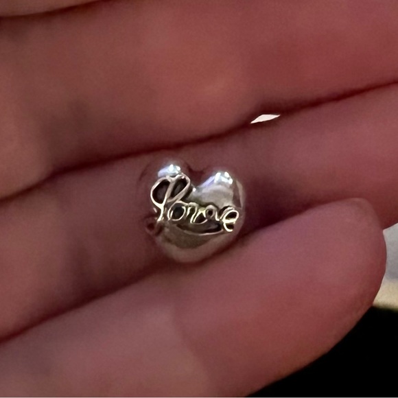 Pandora 14kt gold & silver heart/love bracelet charm/clip - Picture 2 of 3